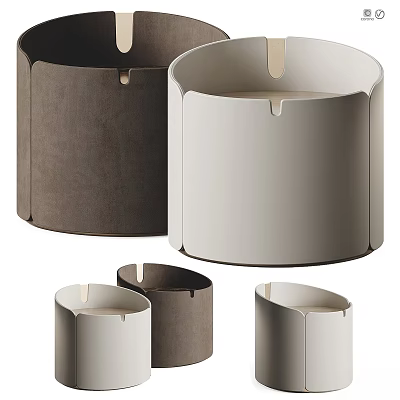 Modern Minimalist Cylindrical Stools Upholstered In Different Colors And Various Sizes 3d model