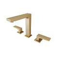 Brass Gold Two Handle Widespread Faucet Featuring Sleek Modern Design And Durable Build