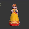3D Princess Character in Yellow Dress with Orange Hair White Gloves and Crown
