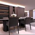 Modern Luxury Open Living And Dining Room With Comfortable Leather Sofa And Panoramic City View