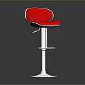 Modern Red Bar Stool With White Metal Frame Curved Seat And Footrest Design
