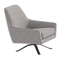Stylish Modern Gray Fabric Accent Chair With Swivel Metal Base And Armrests