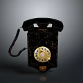 Vintage Rotary Dial Telephone With Classic Black And Gold Retro Design