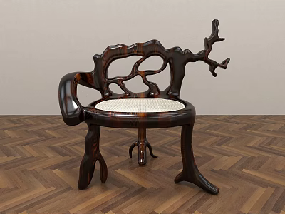 New Chinese Style Single Chair Casual Chair Wooden Chair Special Art Chair Creative Furniture Dining Chair Rattan Chair Reception Chair 3d model