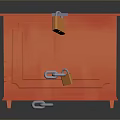 Orange Locked Storage Chest With Hasp Secure Lock And Small Legs Design