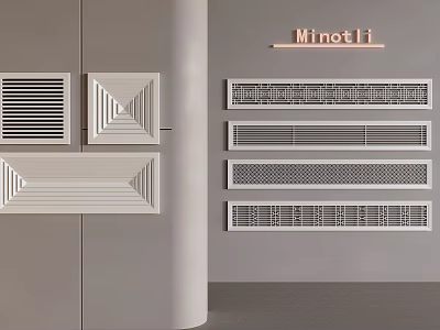 MinotLi Air Conditioner Vents With Modern Design On Interior Wall And Cabinet Mounted 3d model
