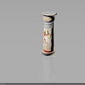 Ancient Egyptian Style Column With Colorful Striped Motifs And Painted Figures