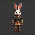 White Rabbit Character In Orange And Brown Armor Standing Pose 3d model