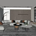 Modern Open Concept Living Dining Room Interior With Sofa Coffee Table Dining Table And Chairs 3d model