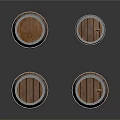 Set of Wooden Barrels with Metal Hoops for Home Storage and Decor