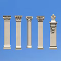 Stone Villa Columns European Architecture Roman Columns 3d model