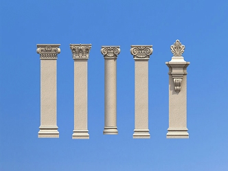 Stone Villa Columns European Architecture Roman Columns 3d model