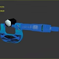 Blue Digital Caliper With Yellow Button Green Scale And Digital 3d model
