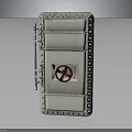Silver Industrial Metal Safety Door Featuring Riveted Frame And Red Circular Valve