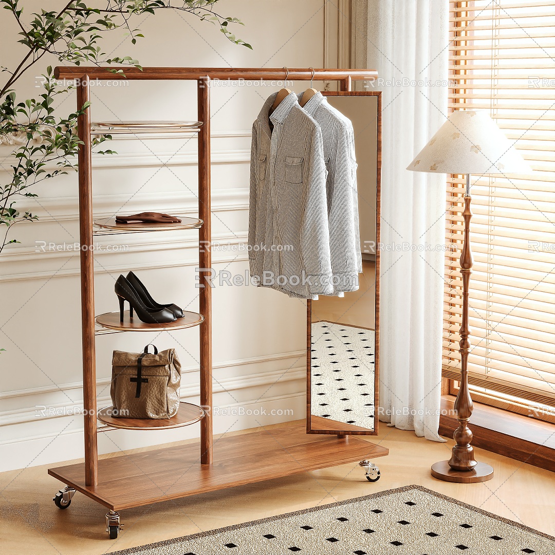 Log Style Hanger Coat Rack Floor Hanger 3d model