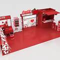 Coca Cola And ChunYue Red Exhibition Booth With Beverage Displays And Shelves