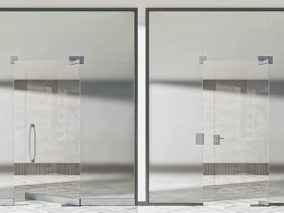 Modern Interior Glass Hinged Doors With Black Frame And Handle Design 3d model