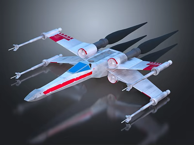 Detailed Starfighter Model Featuring Red White Blue Stripes Multiple Engines And Wing Cannons 3d model