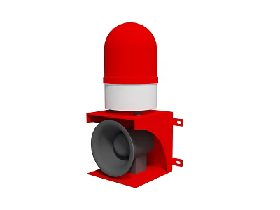 Red Industrial Alarm Siren With Warning Light Horn And Mounting Bracket 3d model