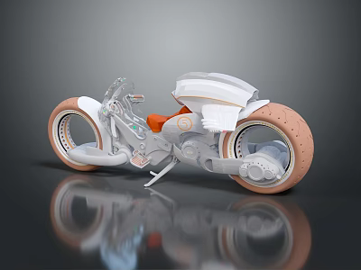 Futuristic White Motorcycle With Orange Seat Sleek Wheels And Modern Aerodynamic Design 3d model
