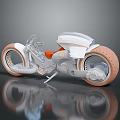 Futuristic White Motorcycle With Orange Seat Sleek Wheels And Modern Aerodynamic Design