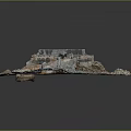 Detailed Natural Terrain Model With Waterfall Blue Water And Rock Formations