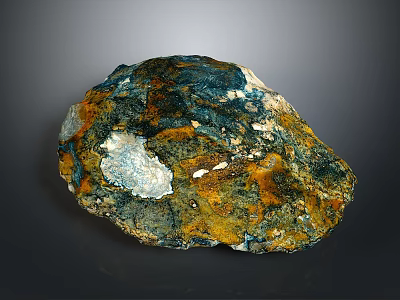 Natural Wood Stone With Multicolored Green Blue Yellow Tones And Unique Organic Surface Patterns 3d model