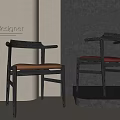 Modern Designer Dining Chairs Featuring Wooden Frame And Brown Red Leather Seats