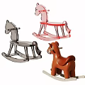 Colorful Building Block Rocking Horses Gray Pink Brown Wooden Kids Play Toys
