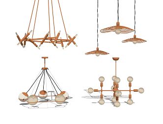 Light Luxury Chandelier Combination 3d model