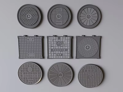 Manhole Covers With Various Shapes Intricate Patterns And Design Varieties 3d model