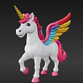 White Unicorn Doll With Rainbow Wings Pink Mane And Golden Horn Standing Pose