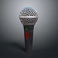 Professional Dynamic Microphone With Black Handle Red Button And Green Indicator Light