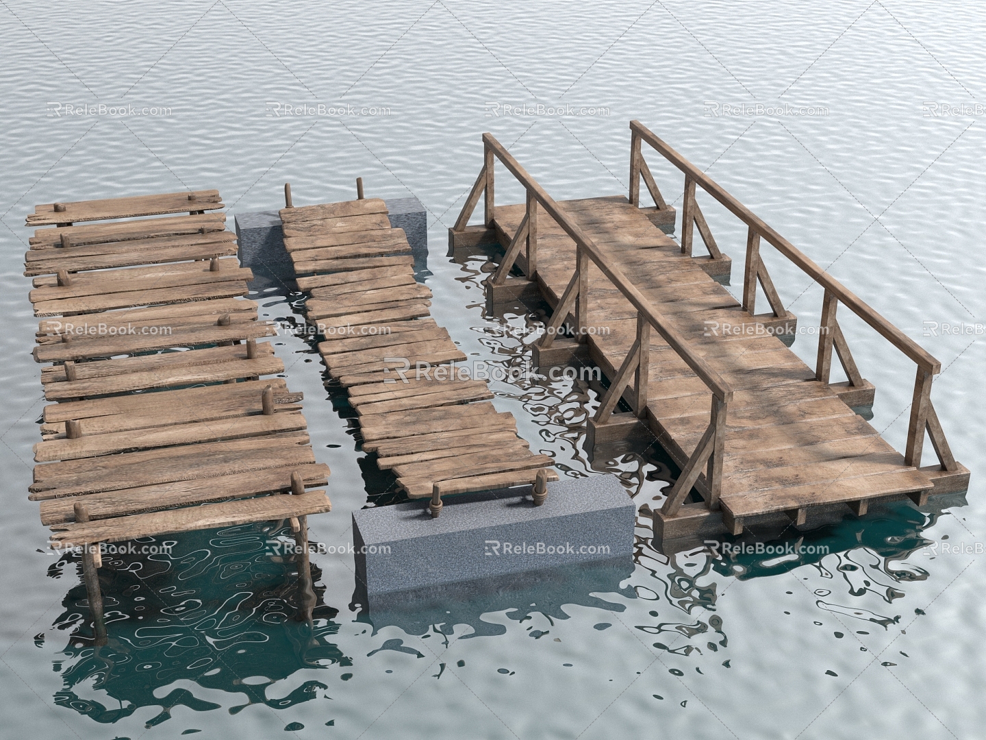 Style Wooden Bridge Bridge Suspension Bridge Floating Bridge 3d model