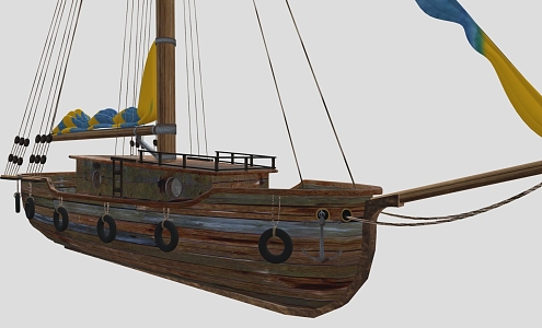 Modern boat sailing cartoon boat 3d model