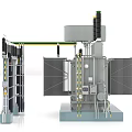 Industrial Factory Building Featuring Power Transformer Equipment Metal Structure and Connecting Cables