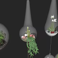 Various Glass Hanging Planters With Colorful Succulent Plants And Pebbles For Indoor Decor