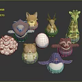 Cute Cartoon Animal Figurines Collection With Various Characters Like Lion And Giraffe
