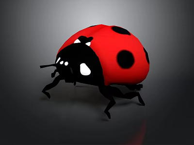 Cartoon Ladybug With Red Back Black Spots And White Eyes On Dark Background 3d model