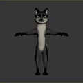 Cartoon Wolf Character With Grey White Fur Green Eyes Standing Open Arms