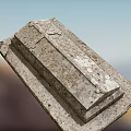 Ancient Stone Tombstone With Weathered Surface And Cross Design On Base 3d model