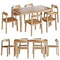Modern Wooden Dining Table Set With Matching Dining Chairs And Simple Natural Design