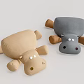 Cute Hippo Stuffed Dolls In Beige And Gray Color With Soft Fabric And Lying Posture