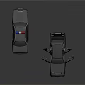 Police Cars With Emergency Lights Open Hood And Doors Displaying Interior