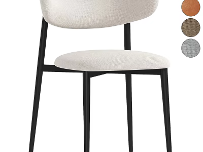 Modern Single Chair With Fabric Upholstered Seat Black Metal Legs And Multiple Color Options 3d model