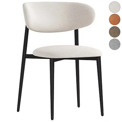 Modern Single Chair With Fabric Upholstered Seat Black Metal Legs And Multiple Color Options 3d model