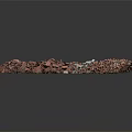 Pile of Red and Silver Metal Fragments Irregularly Stacked on Gray Background