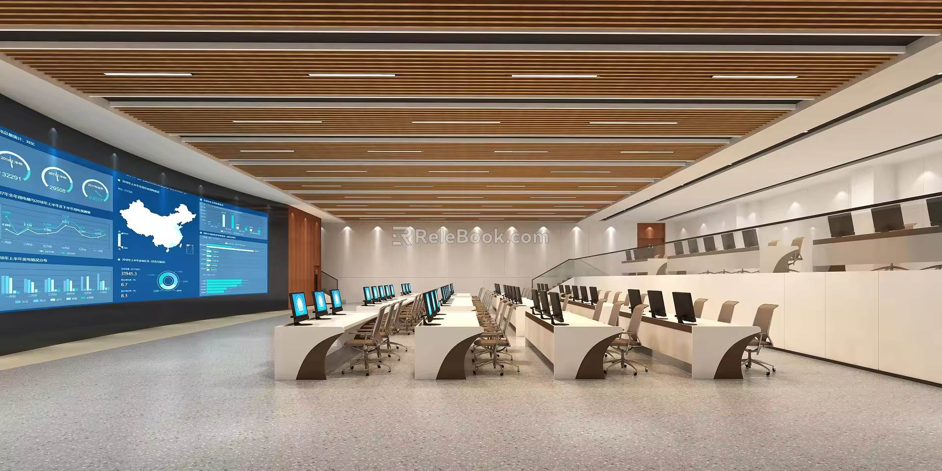 Modern Monitoring Room Data Center 3d model