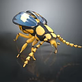 3D Insect Model With Yellow Black Spots Stripes Long Antennae And Legs