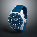 Blue Electronic Watch With Sporty Design White Bezel And Silicone Strap